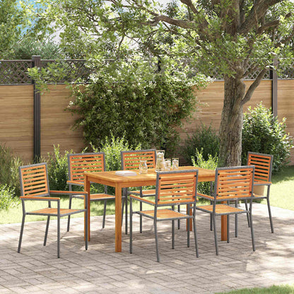 vidaXL Garden Dining Set 7 pcs Grey Solid Acacia Wood 1