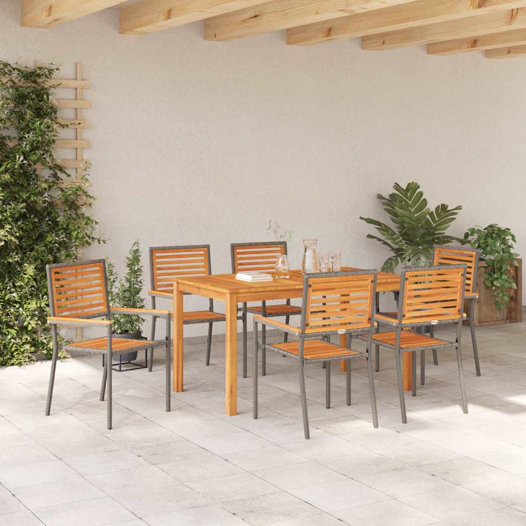 vidaXL Garden Dining Set 7 pcs Grey Solid Acacia Wood 4