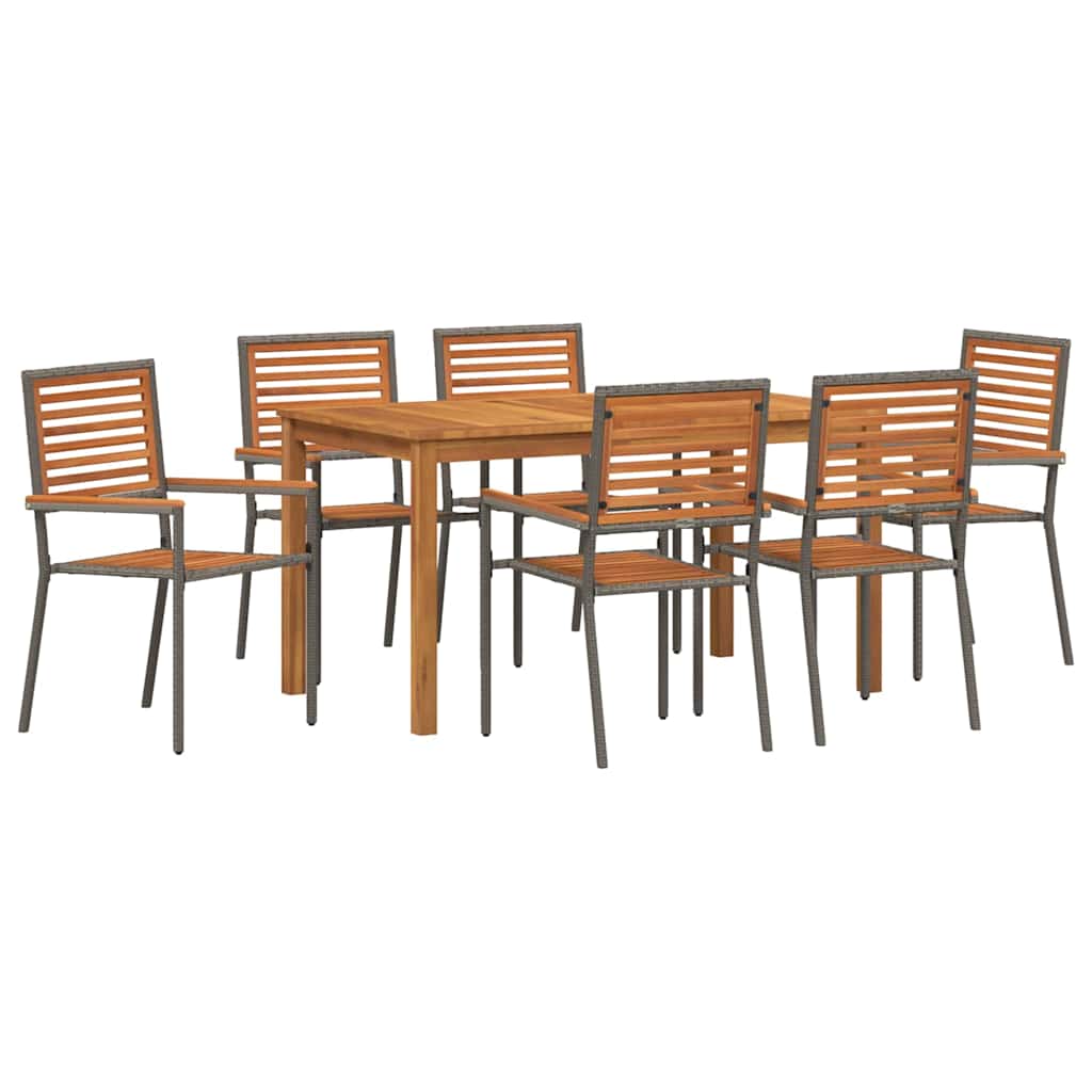 vidaXL Garden Dining Set 7 pcs Grey Solid Acacia Wood 2