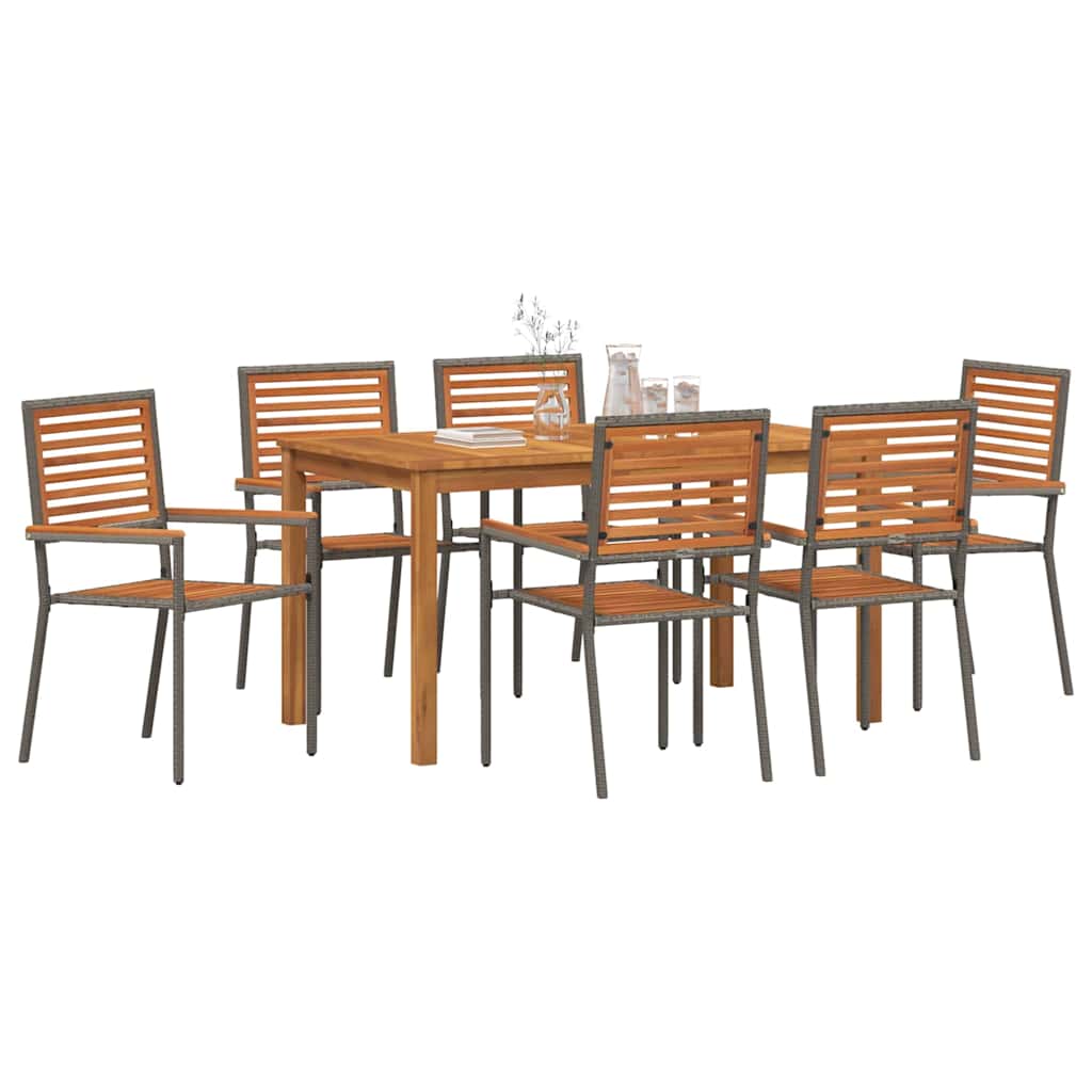 vidaXL Garden Dining Set 7 pcs Grey Solid Acacia Wood 3