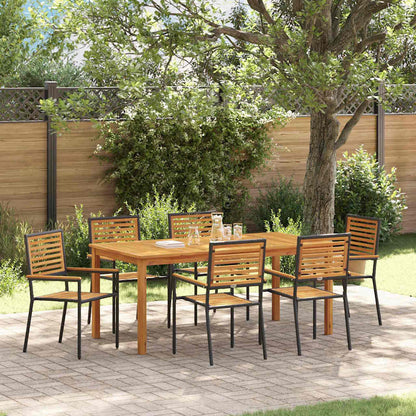 vidaXL Garden Dining Set 7 pcs Black Solid Acacia Wood 1