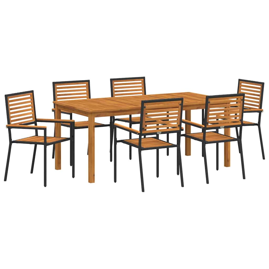 vidaXL Garden Dining Set 7 pcs Black Solid Acacia Wood 2
