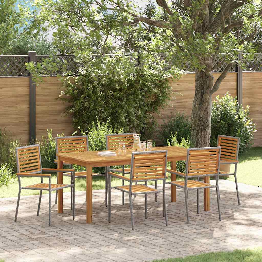 vidaXL Garden Dining Set 7 pcs Grey Solid Acacia Wood 1