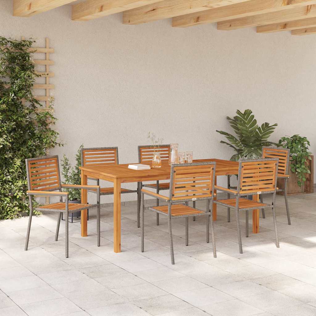 vidaXL Garden Dining Set 7 pcs Grey Solid Acacia Wood 4