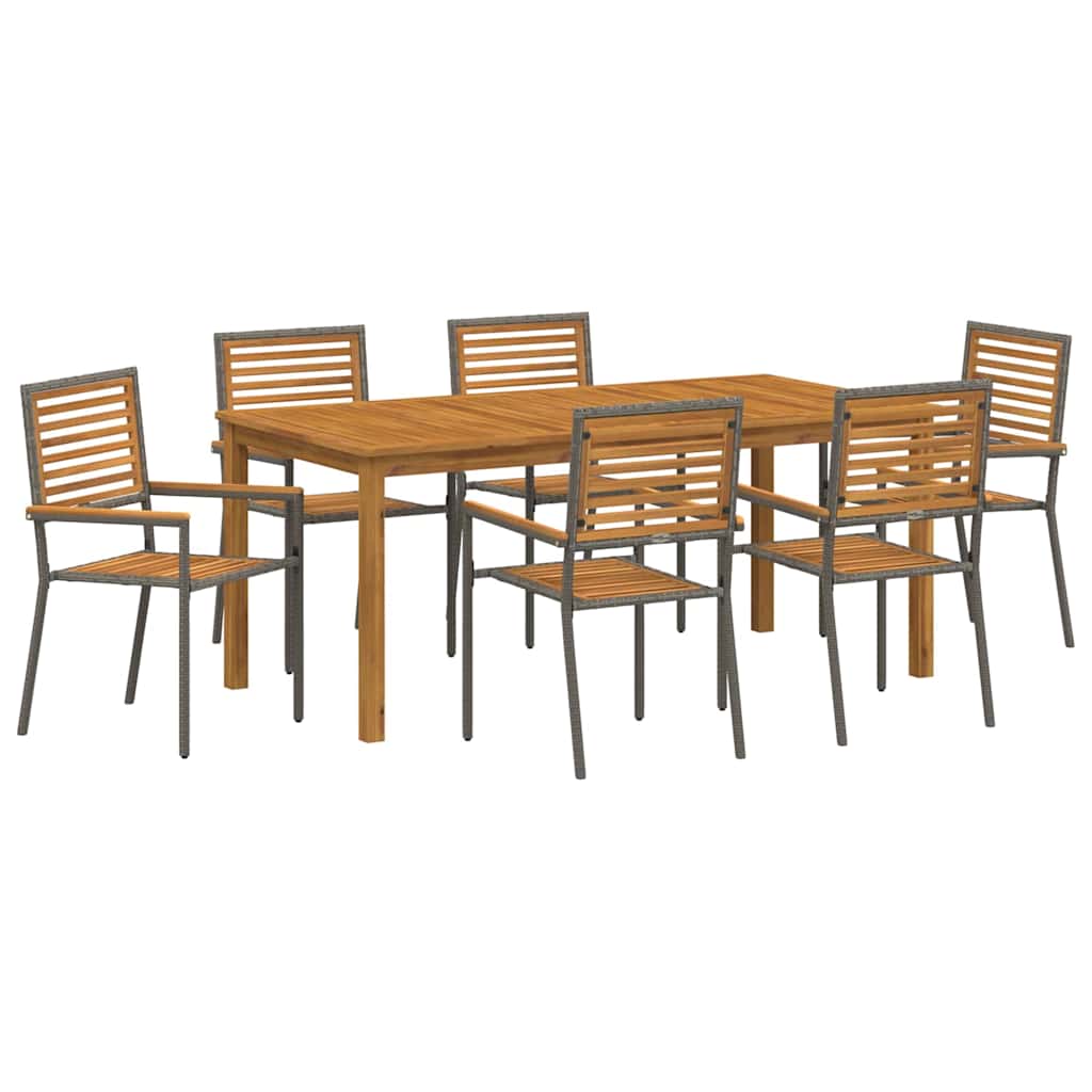 vidaXL Garden Dining Set 7 pcs Grey Solid Acacia Wood 2