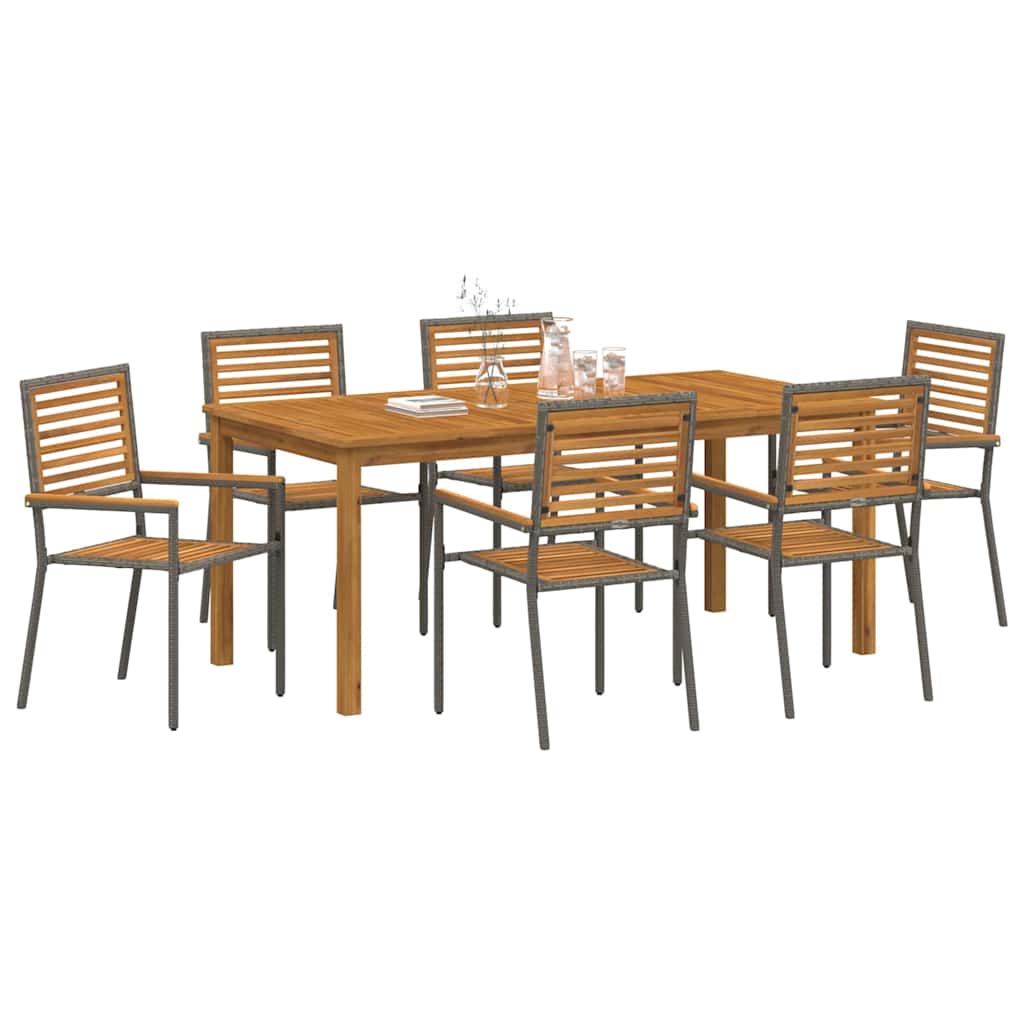 vidaXL Garden Dining Set 7 pcs Grey Solid Acacia Wood 3