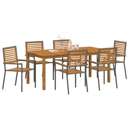vidaXL Garden Dining Set 7 pcs Grey Solid Acacia Wood 3