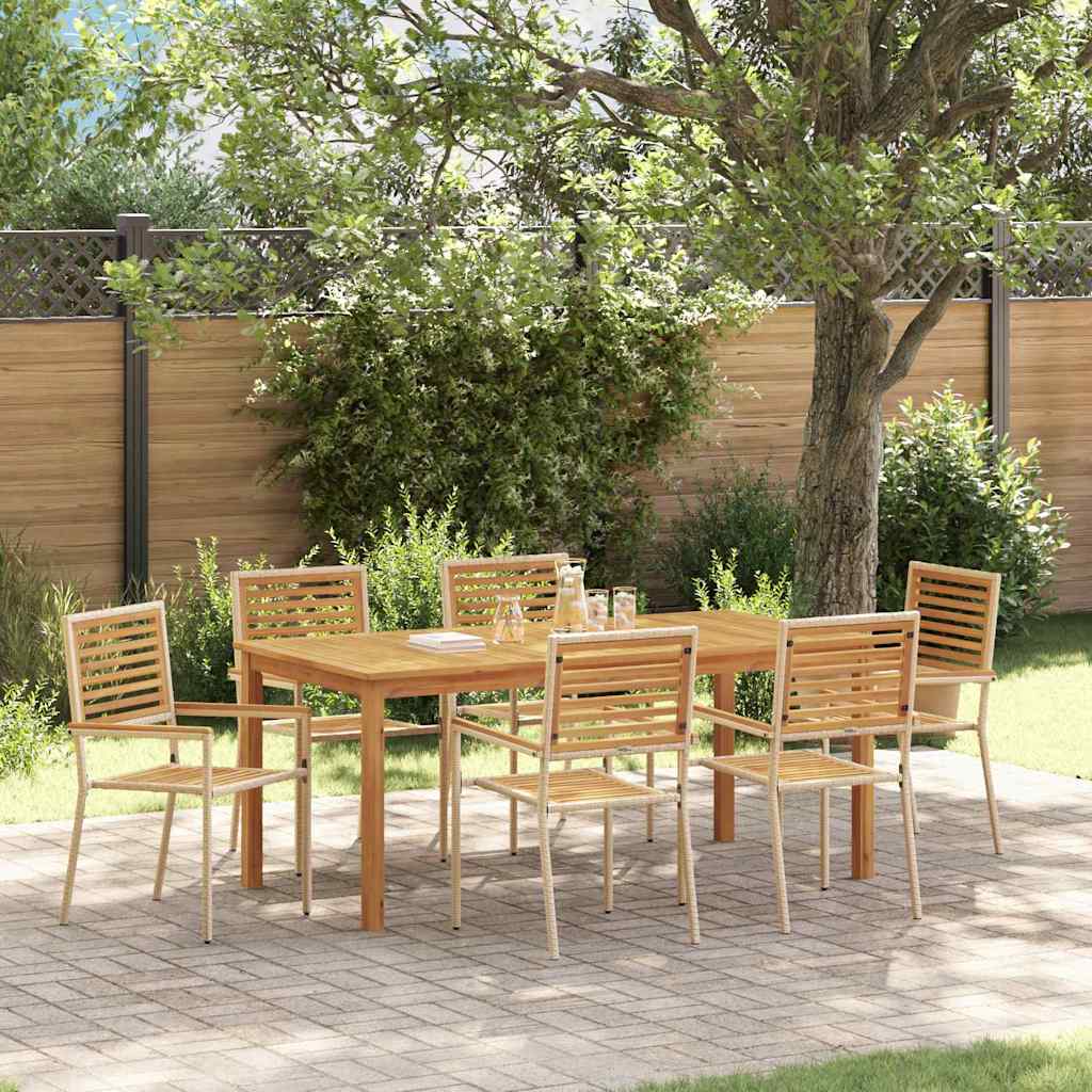 vidaXL Garden Dining Set 7 pcs Beige Solid Acacia Wood 1