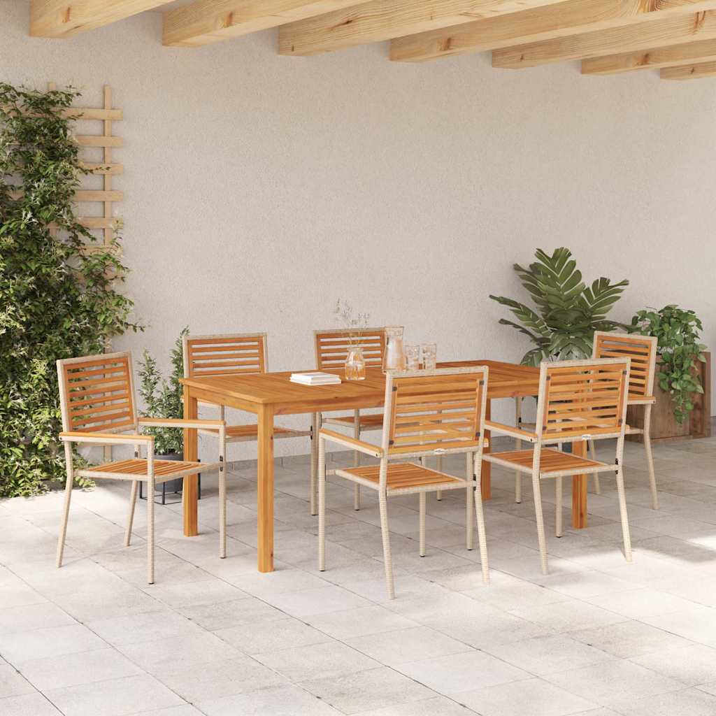 vidaXL Garden Dining Set 7 pcs Beige Solid Acacia Wood 4