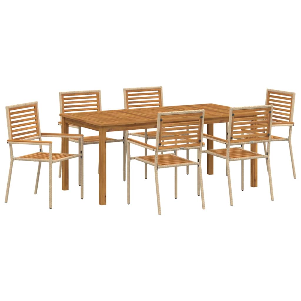 vidaXL Garden Dining Set 7 pcs Beige Solid Acacia Wood 2
