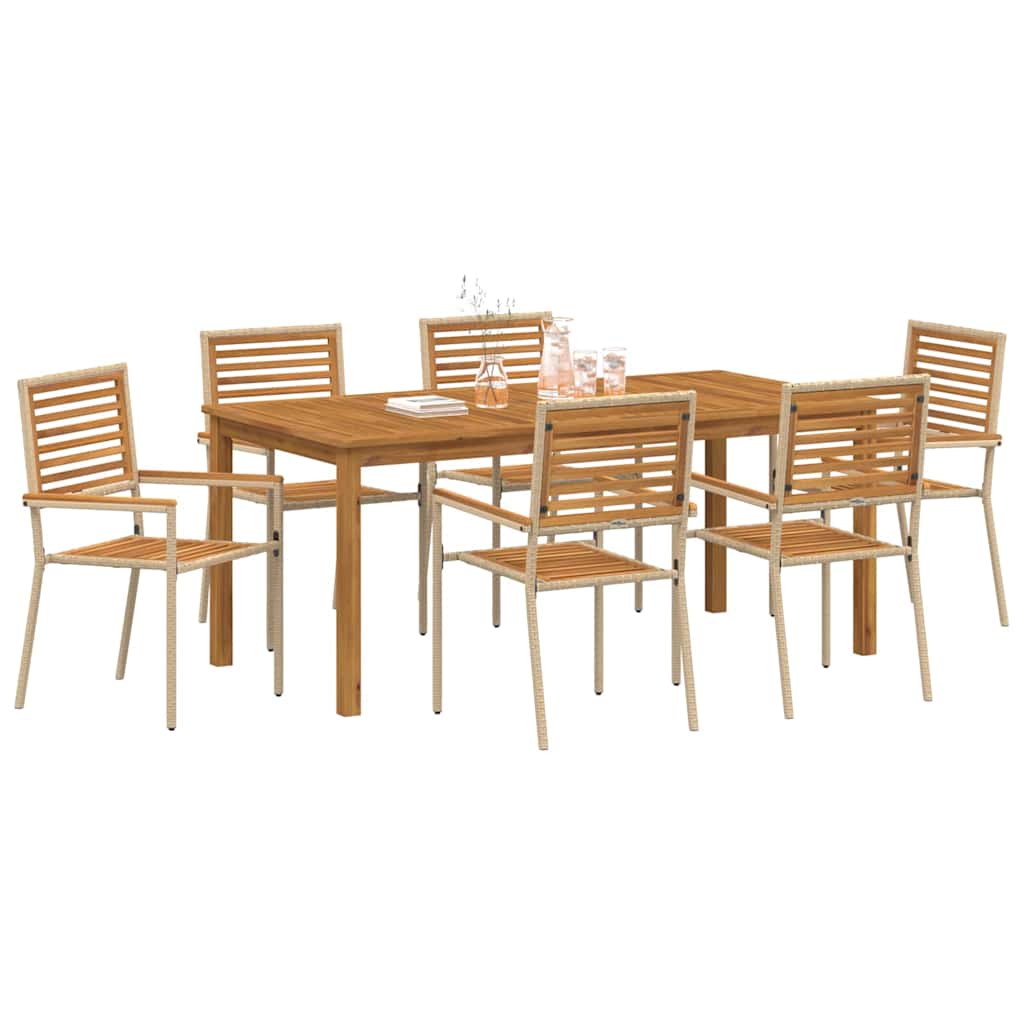 vidaXL Garden Dining Set 7 pcs Beige Solid Acacia Wood 3