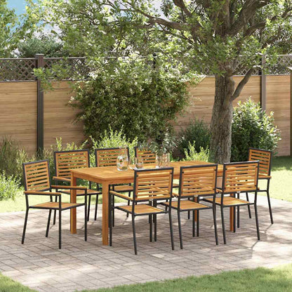 vidaXL Garden Dining Set 9 pcs Black Solid Acacia Wood 1