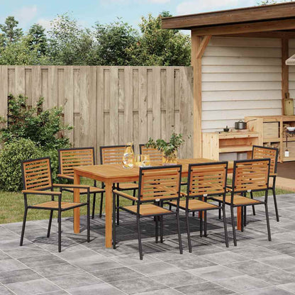 vidaXL Garden Dining Set 9 pcs Black Solid Acacia Wood 4