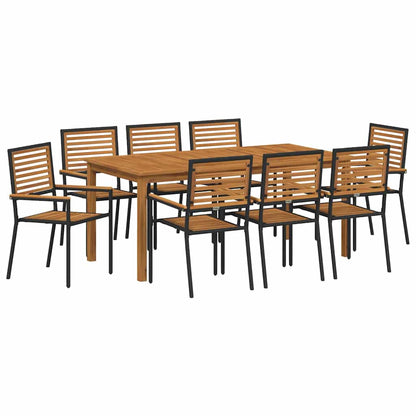 vidaXL Garden Dining Set 9 pcs Black Solid Acacia Wood 2