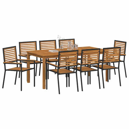 vidaXL Garden Dining Set 9 pcs Black Solid Acacia Wood 3