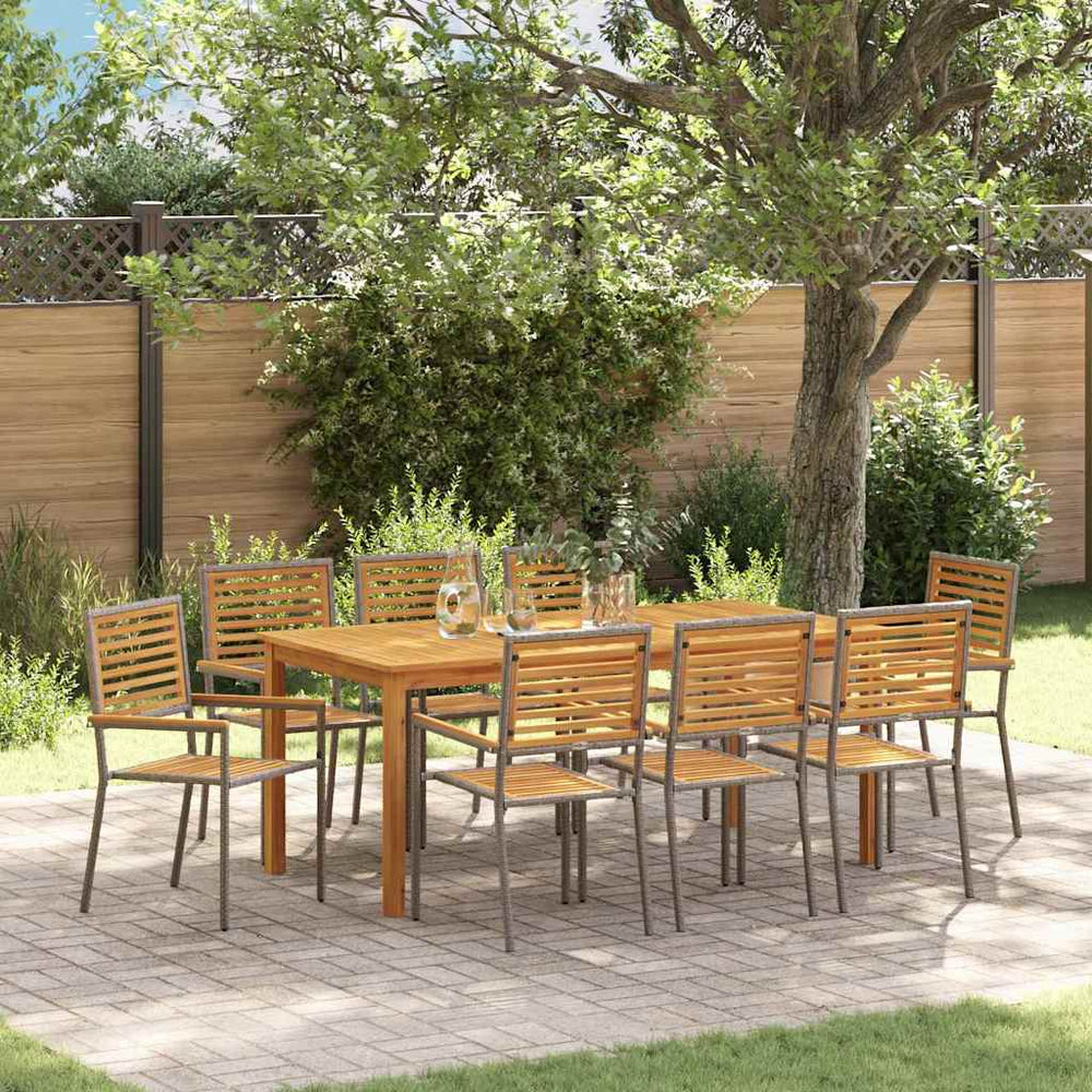 vidaXL Garden Dining Set 9 pcs Grey Solid Acacia Wood