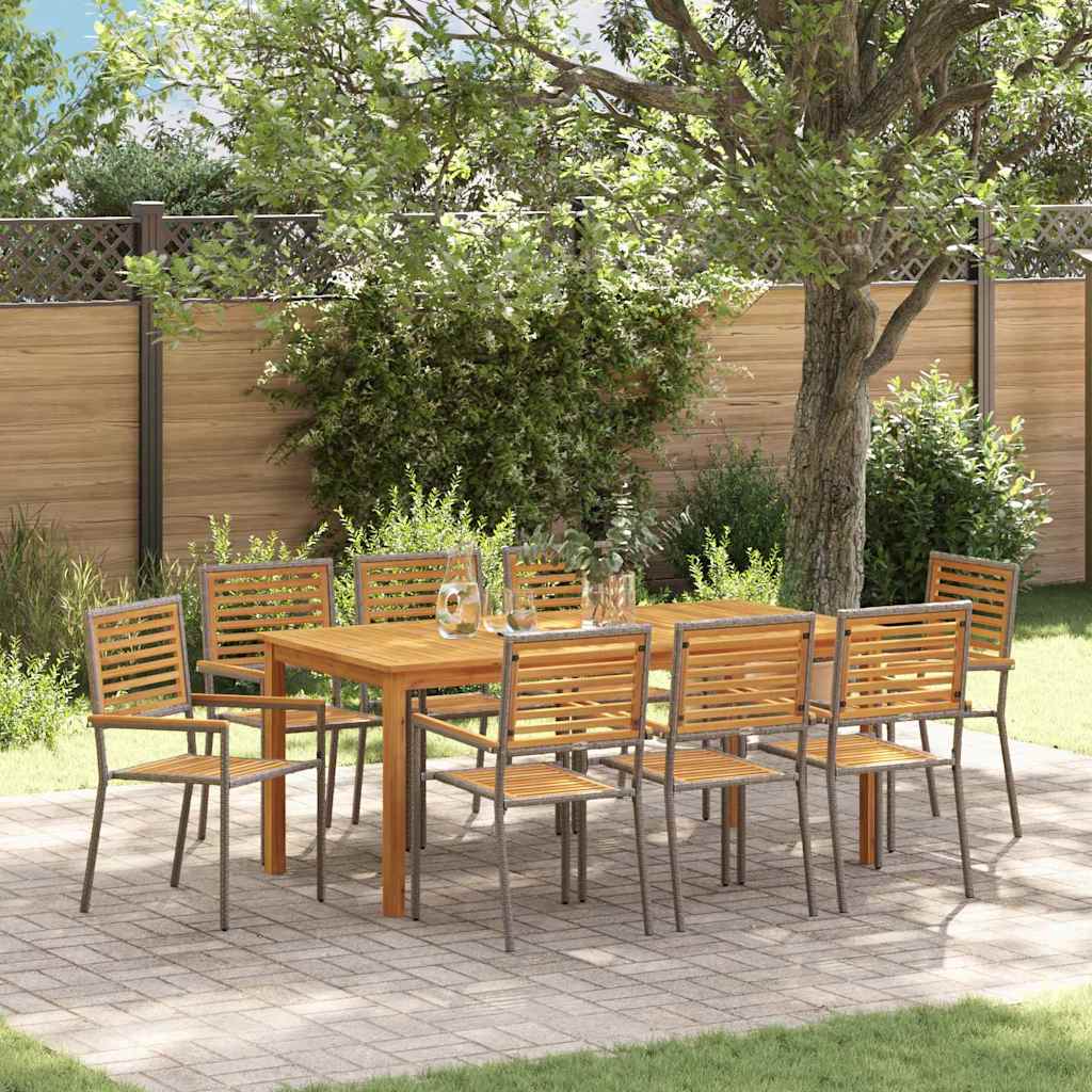 vidaXL Garden Dining Set 9 pcs Grey Solid Acacia Wood 1