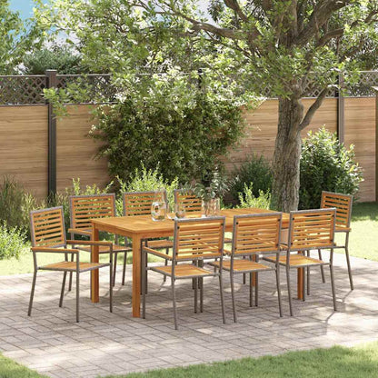vidaXL Garden Dining Set 9 pcs Grey Solid Acacia Wood 1