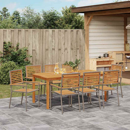 vidaXL Garden Dining Set 9 pcs Grey Solid Acacia Wood 4