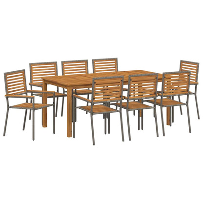 vidaXL Garden Dining Set 9 pcs Grey Solid Acacia Wood 2