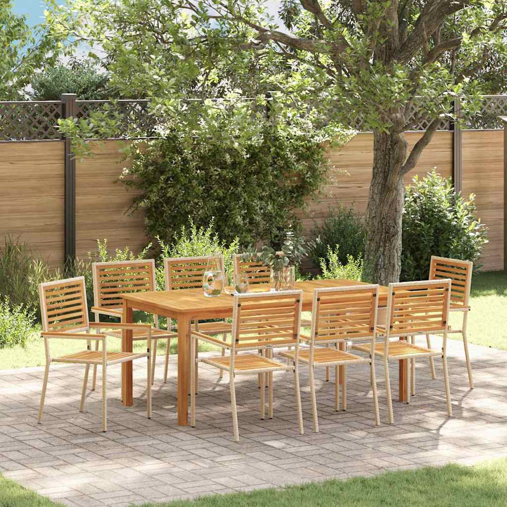 vidaXL Garden Dining Set 9 pcs Beige Solid Acacia Wood