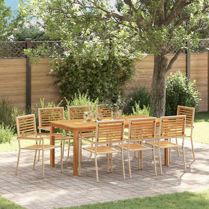 vidaXL Garden Dining Set 9 pcs Beige Solid Acacia Wood 1