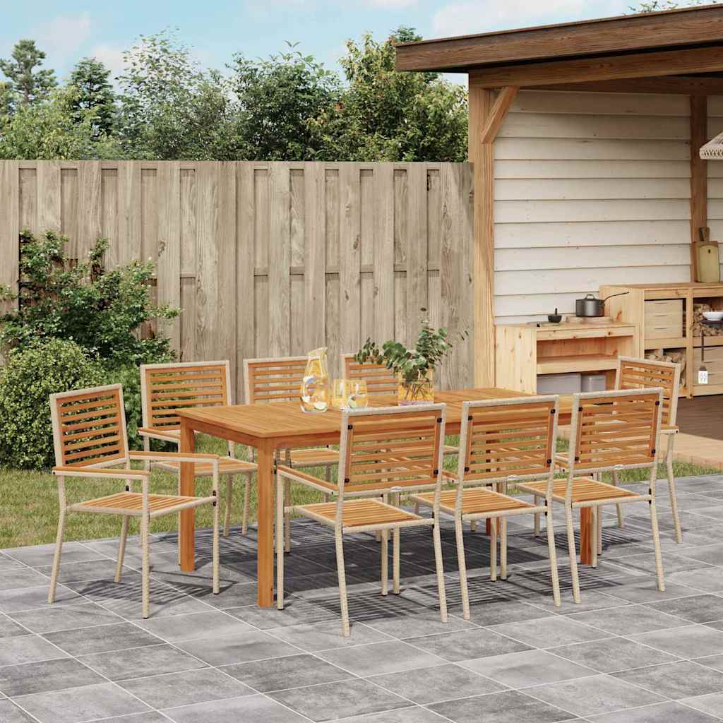 vidaXL Garden Dining Set 9 pcs Beige Solid Acacia Wood 4