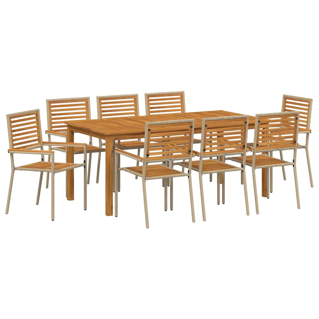 vidaXL Garden Dining Set 9 pcs Beige Solid Acacia Wood 2