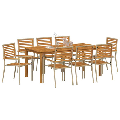 vidaXL Garden Dining Set 9 pcs Beige Solid Acacia Wood 3