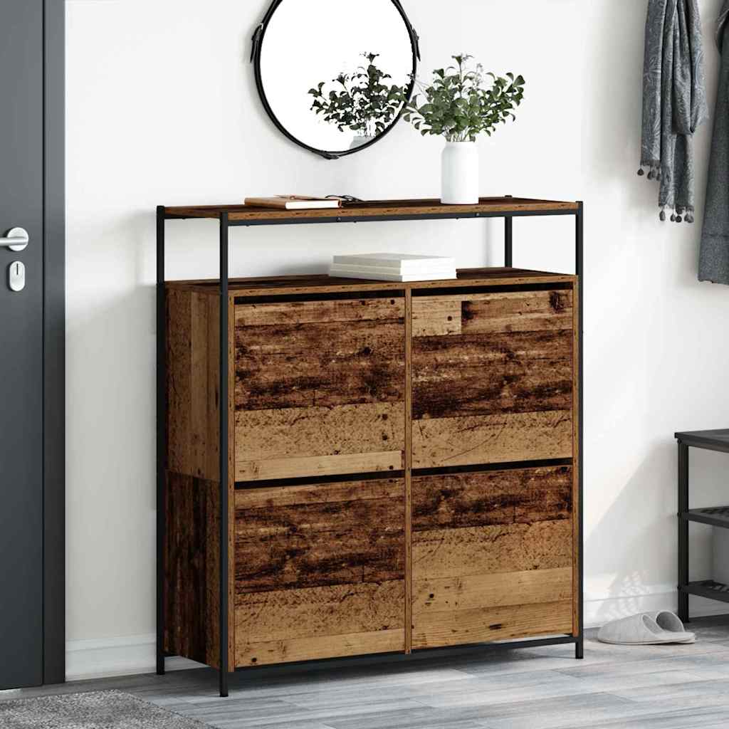 Shoe Cabinet with 4 Flip-Drawers 100x34x112 cm Old wood 100 cm
