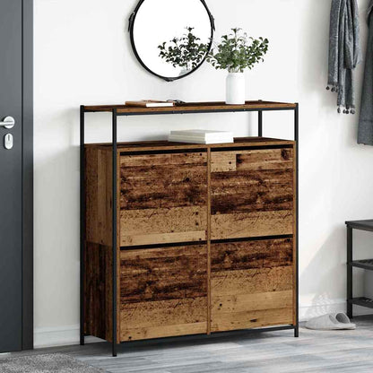 Shoe Cabinet with 4 Flip-Drawers 100x34x112 cm Old wood 100 cm