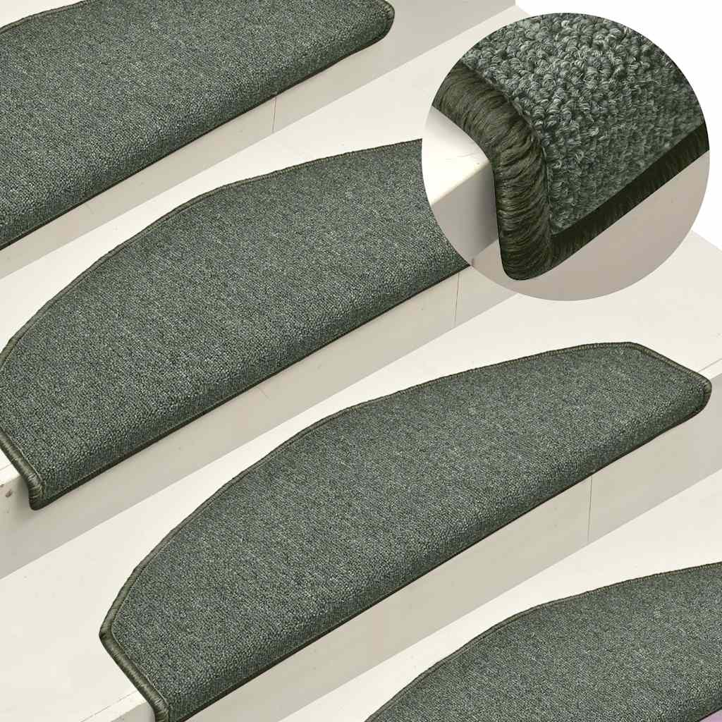 vidaXL Stair Mats 30 pcs 65x24x4 cm Dark Green Half Round Large 1