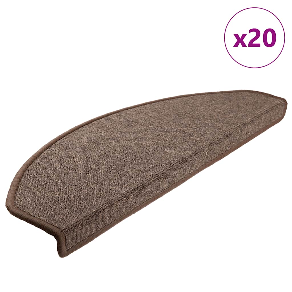 Stair Mats 65x24x4 cm Half Round Large 20 pcs Coffee brown
