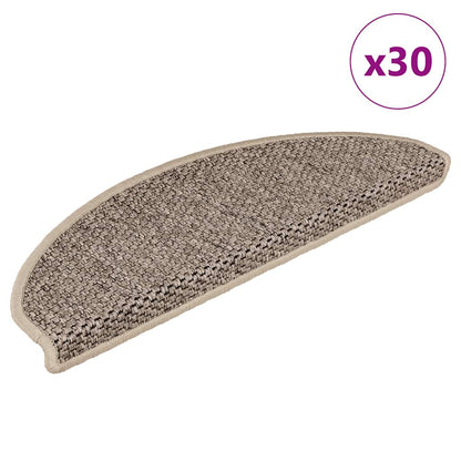 Stair Mats Self-adhesive Sisal-Look 65x21x4 cm 30 pcs Dark beige