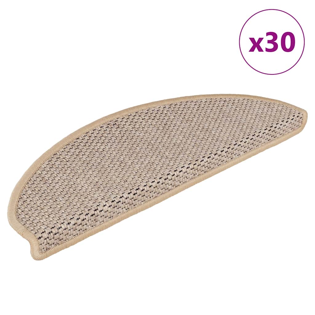 Stair Mats Self-adhesive Sisal-Look 65x21x4 cm 30 pcs Light beige