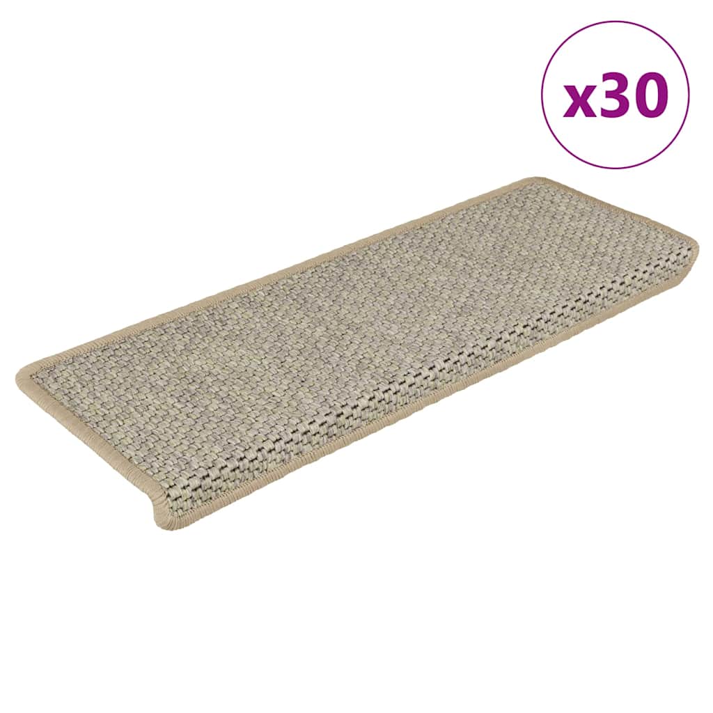 Stair Mats Self-adhesive Sisal-Look 65x21x4 cm 30 pcs Light green