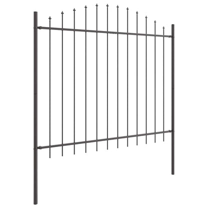 Garden Fence WOERDEN 170 x 190 cm Powder-Coated Steel Grey Height 125-150 cm 1360 cm
