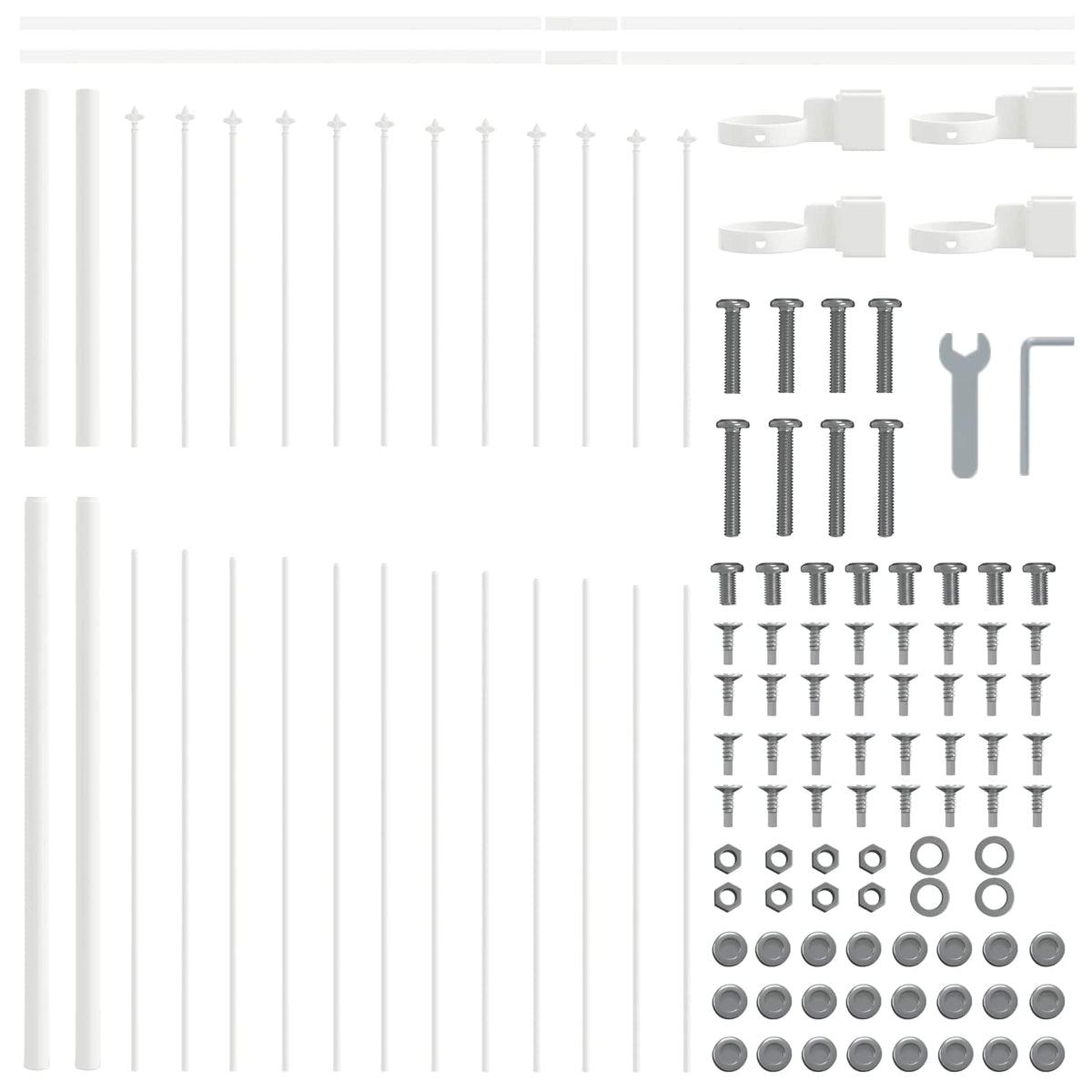 Garden Fence WOERDEN 170 x 165 cm Powder-Coated Steel White Height 100-125 cm 1360 cm