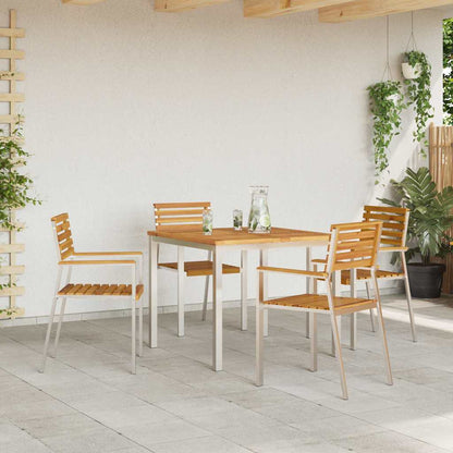 vidaXL Garden Dining Set 5 pcs Solid Acacia Wood and Stainless Steel 4