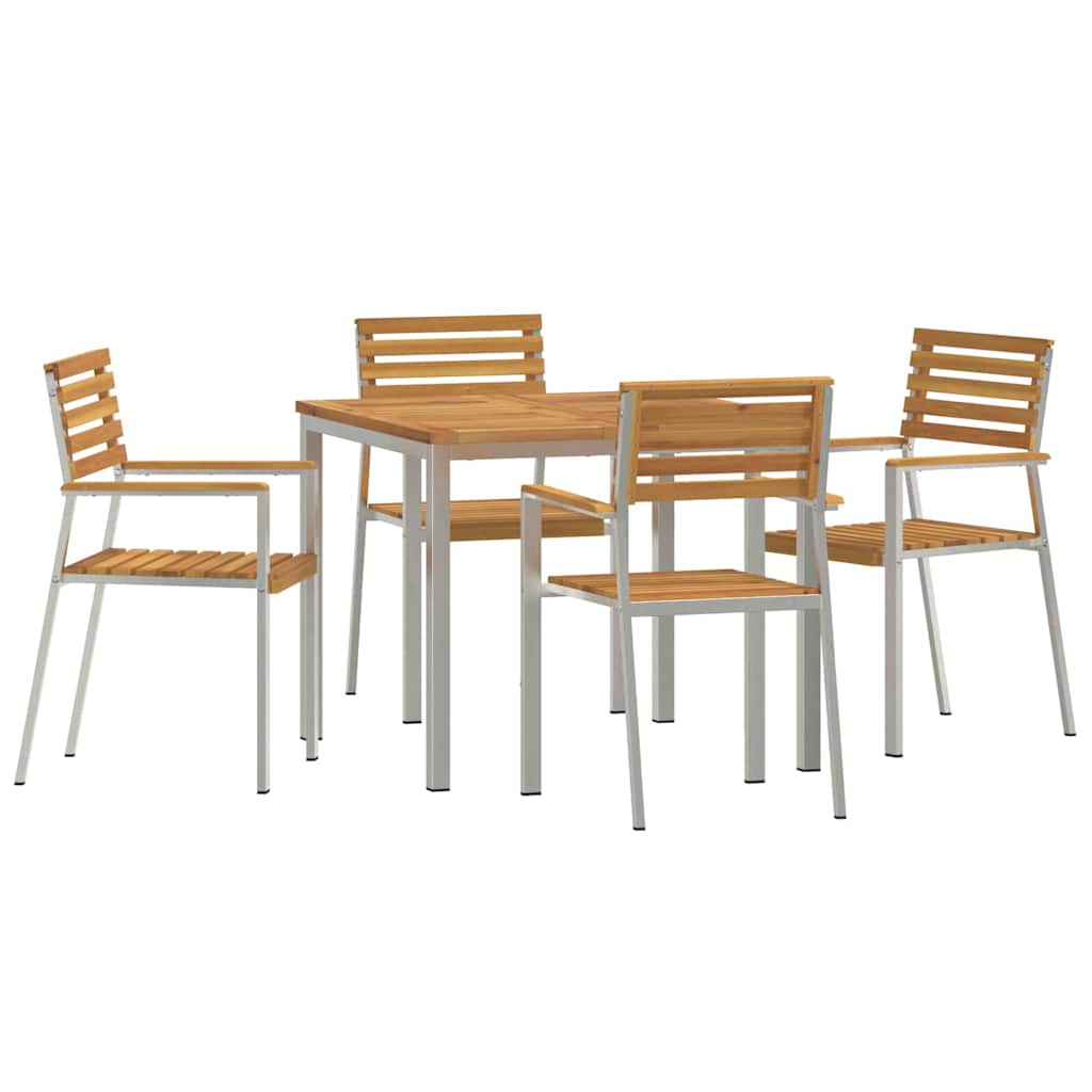 vidaXL Garden Dining Set 5 pcs Solid Acacia Wood and Stainless Steel 2