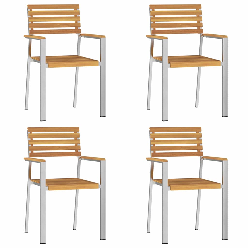 vidaXL Garden Dining Set 5 pcs Solid Acacia Wood and Stainless Steel 6
