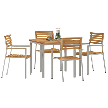 vidaXL Garden Dining Set 5 pcs Solid Acacia Wood and Stainless Steel 3