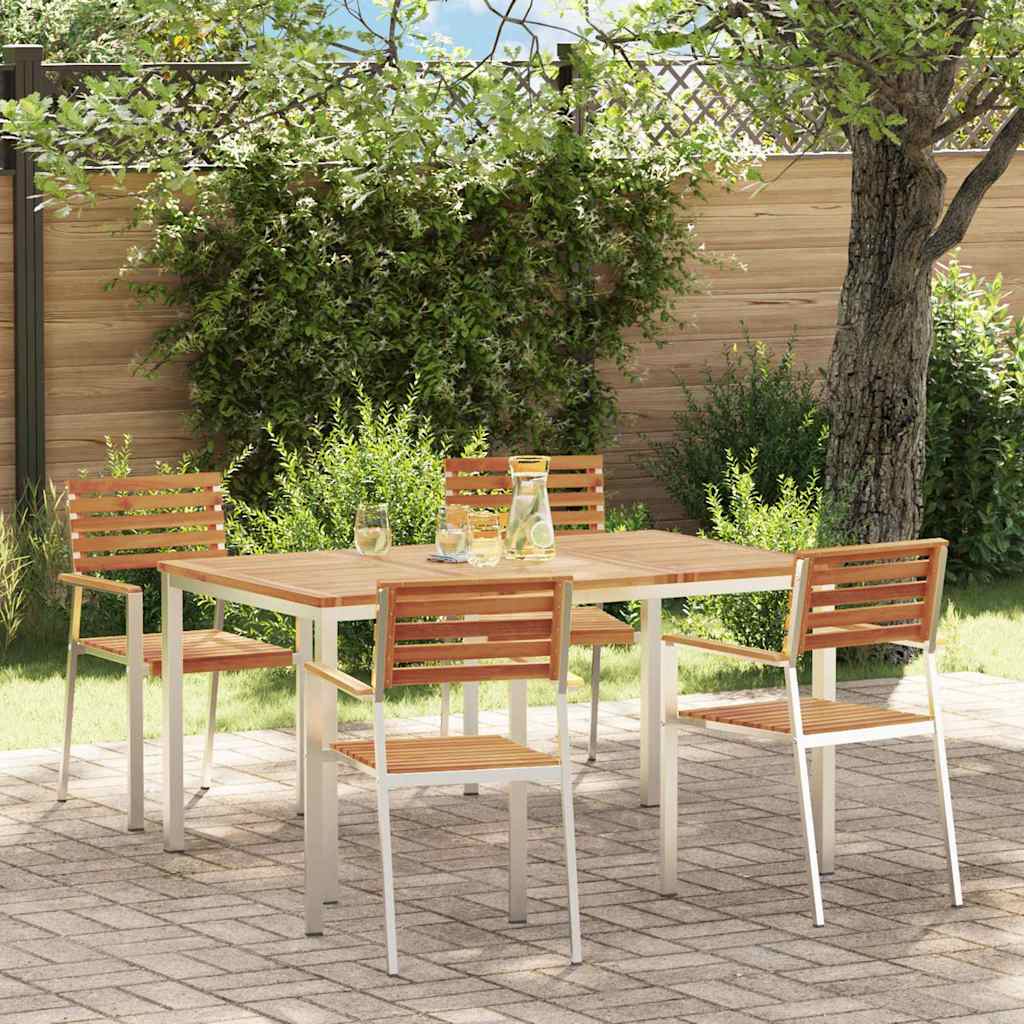 vidaXL Garden Dining Set 5 pcs Solid Acacia Wood and Stainless Steel 1