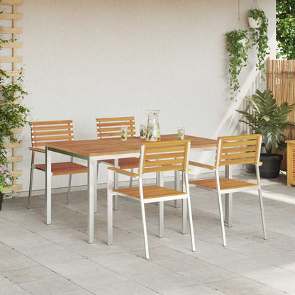 vidaXL Garden Dining Set 5 pcs Solid Acacia Wood and Stainless Steel 4