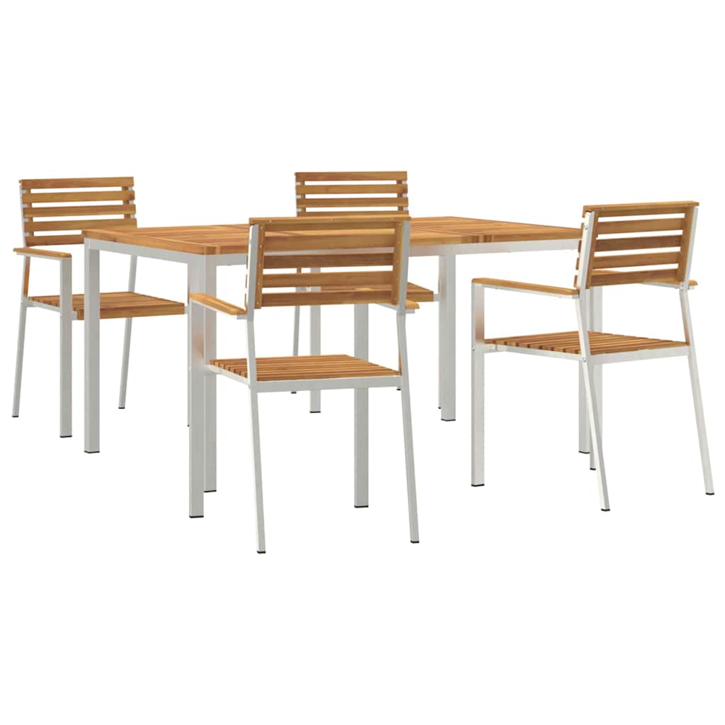 vidaXL Garden Dining Set 5 pcs Solid Acacia Wood and Stainless Steel 2