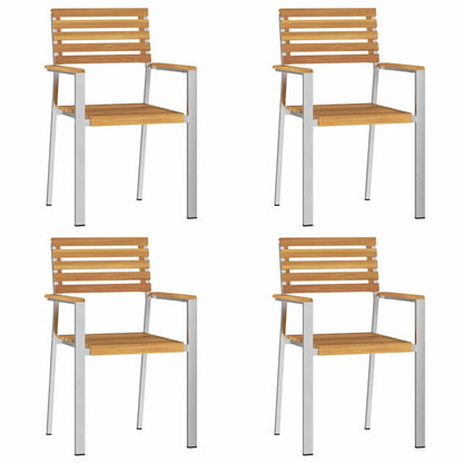 vidaXL Garden Dining Set 5 pcs Solid Acacia Wood and Stainless Steel 6