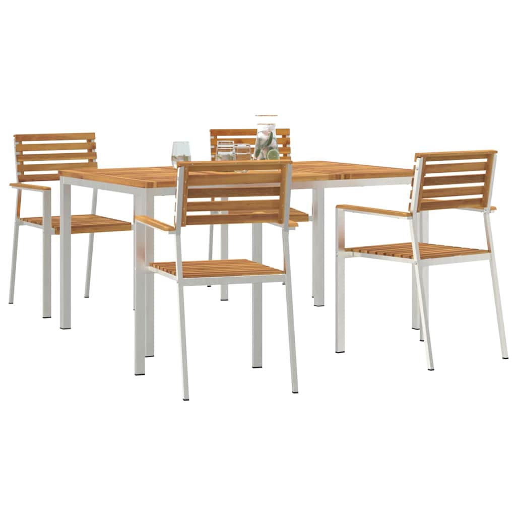 vidaXL Garden Dining Set 5 pcs Solid Acacia Wood and Stainless Steel 3