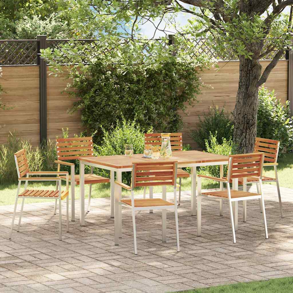 vidaXL Garden Dining Set 7 pcs Solid Acacia Wood and Stainless Steel 1
