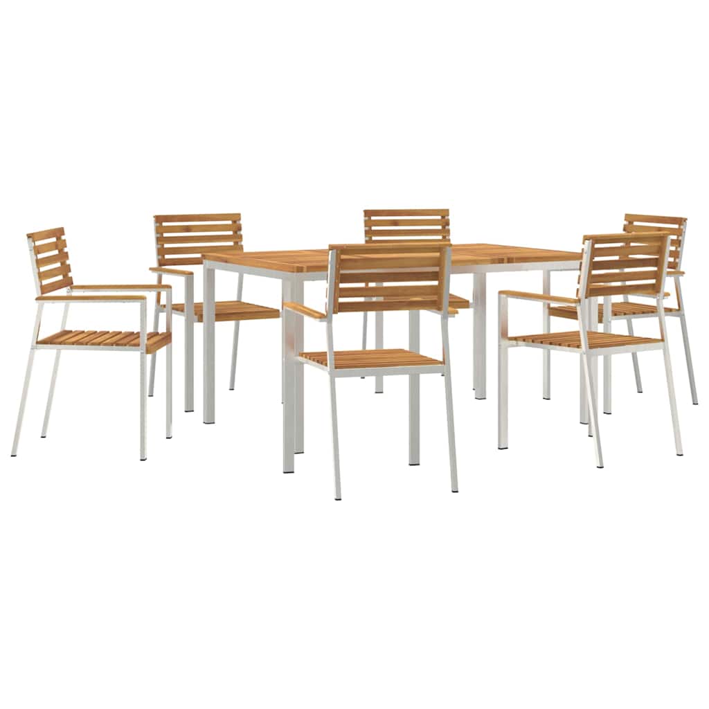 vidaXL Garden Dining Set 7 pcs Solid Acacia Wood and Stainless Steel 2