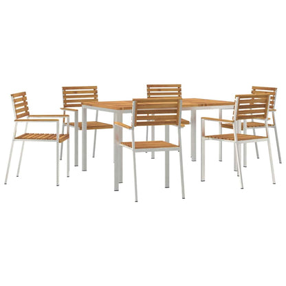 vidaXL Garden Dining Set 7 pcs Solid Acacia Wood and Stainless Steel 2